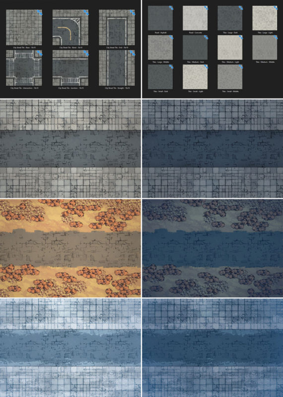 Modern Street map tiles - Detailed variants