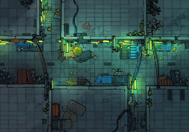Cyberpunk Scene - Alleyway - Night - 16x22