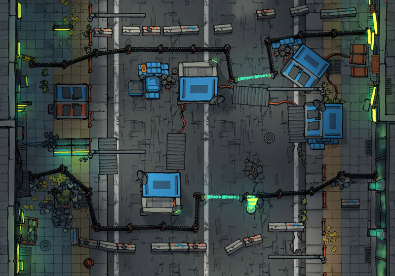 Cyberpunk Scene - Road block - Night - 22x16