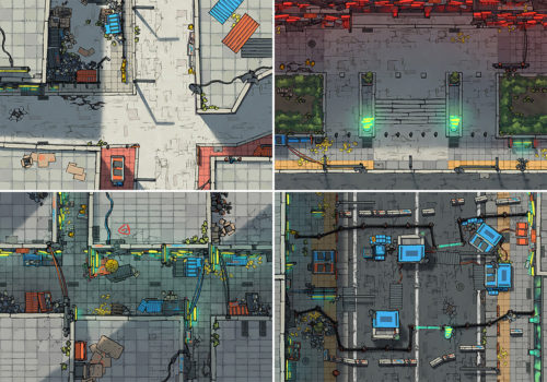 Cyberpunk Scene battle map variants