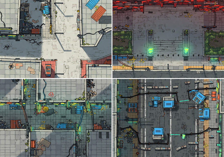 200+ Cyberpunk City Map Assets & Battle Maps from 2-Minute Tabletop