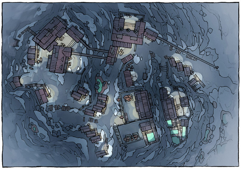 Mining Town - Blizzard - Night - 16x22