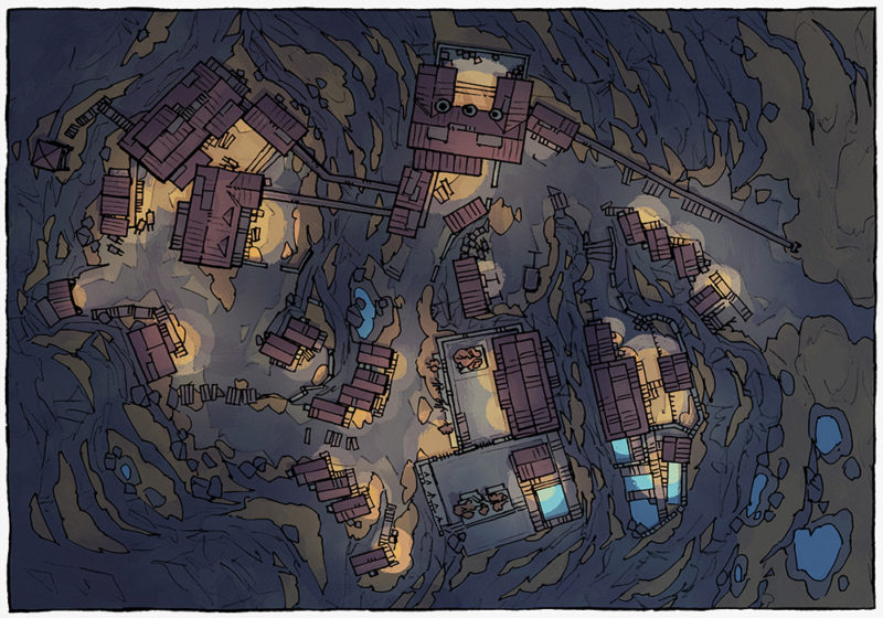 Mining Town - Tundra - Night - 16x22