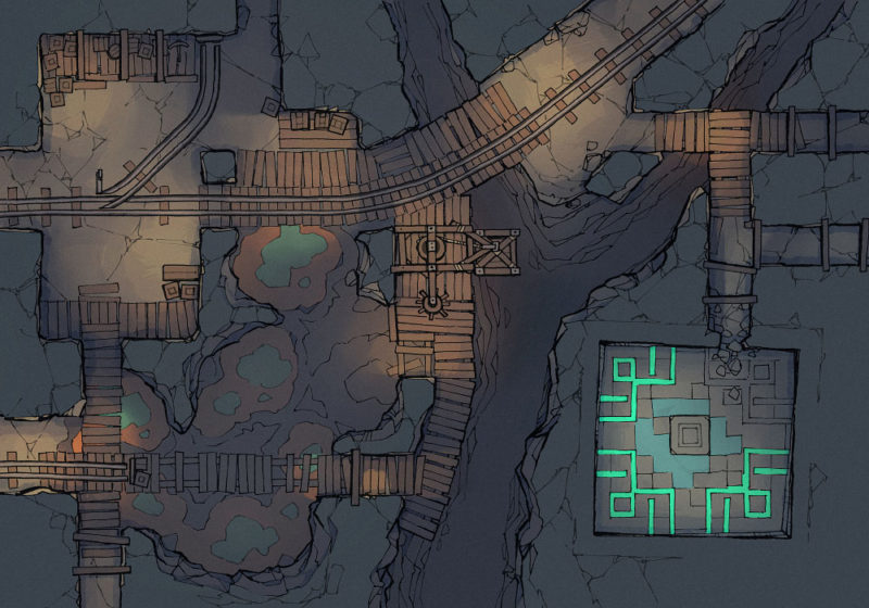 Thermal Mines Pt.2 - Thermal Pools - Dark - 22x16