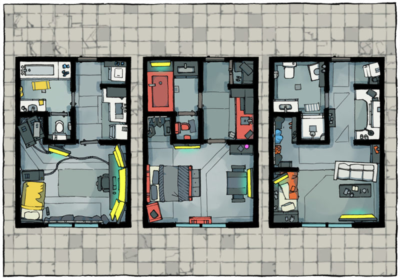 Cyberpunk Apartment battle map - Apartment preview A