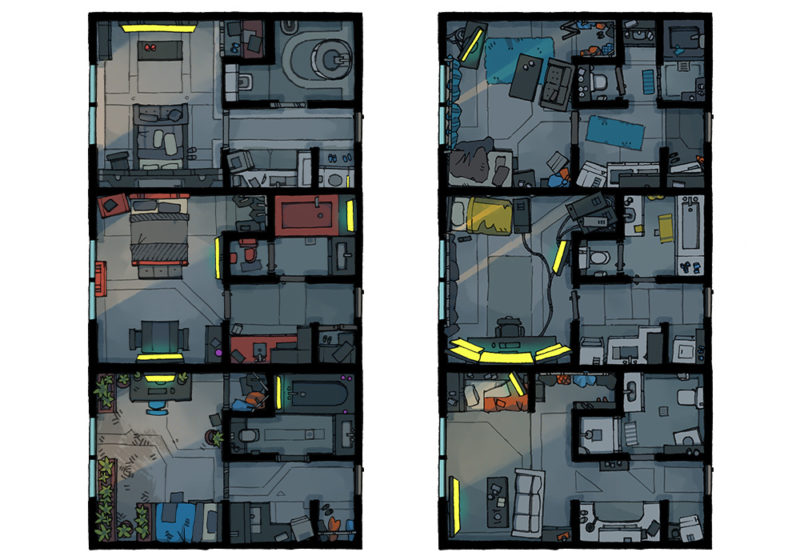 Cyberpunk Apartment battle map - Apartments preview - Dark
