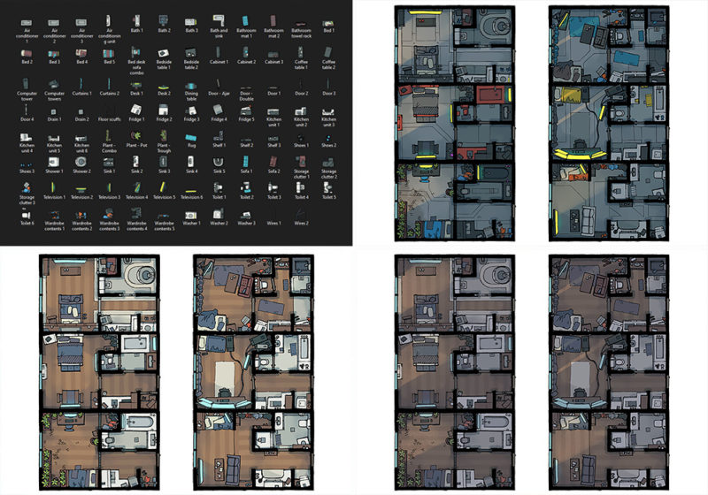Cyberpunk Apartment battle map - Pack preview
