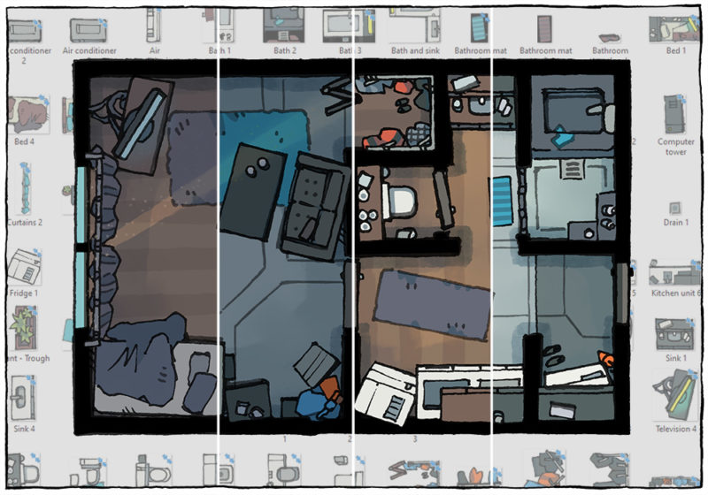 Cyberpunk Apartment battle map - Pack preview B