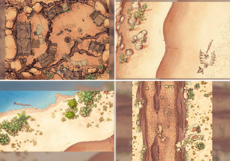 Desert Map Assets - Battle map variants preview