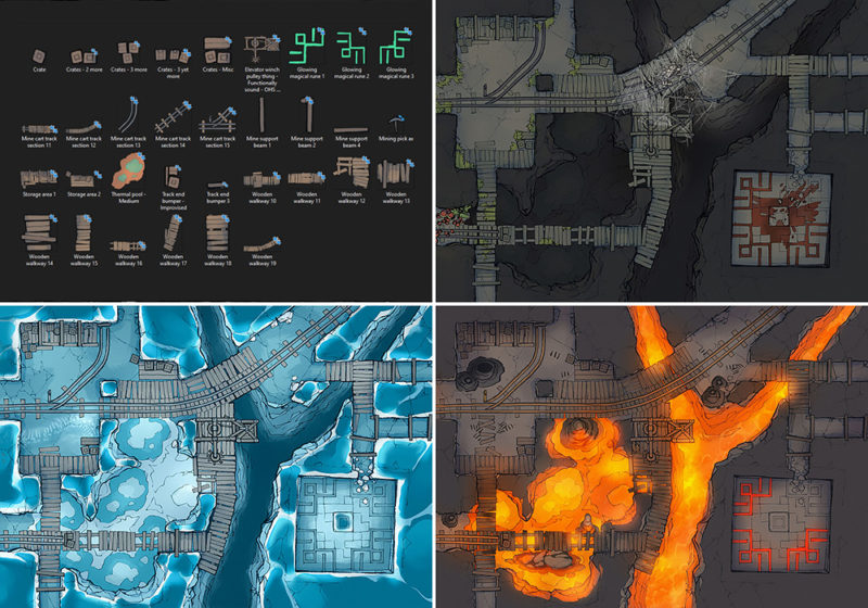 Thermal Mines battle map - Part 2 - Pack contents preview