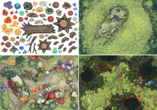 Forest Fungi battle maps - Map variants