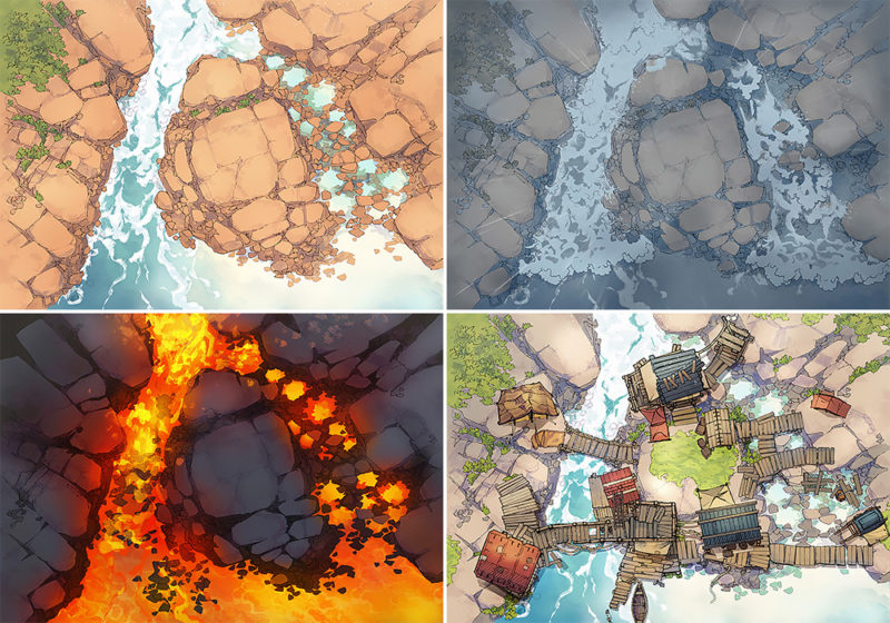 Rock Pools battle map - Variants preview