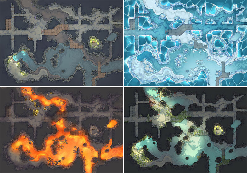 Abandoned Tunnels battle map - Variants preview
