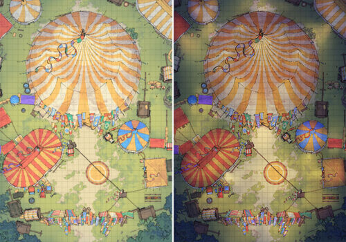 Circus Tent battle map - Day & night preview