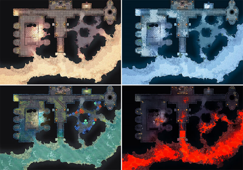 Ancient Desert Catacomb battle map - Variants preview