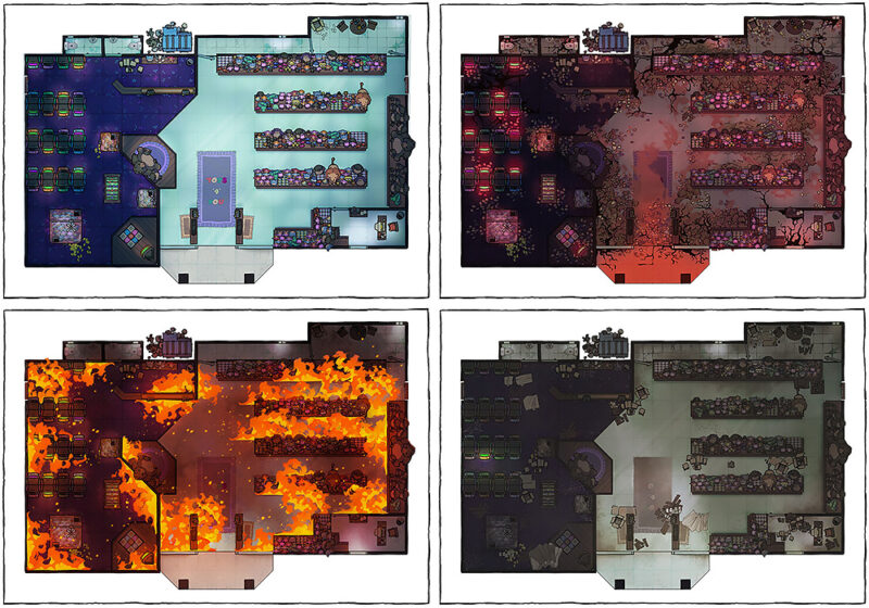 Arcade Center battle map - Variants preview