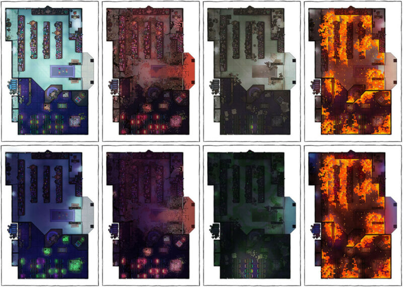 Arcade Center battle map - Variants preview extended