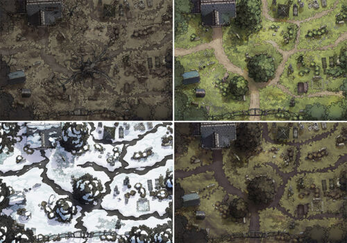 Haunted Graveyard battle map - Variants preview