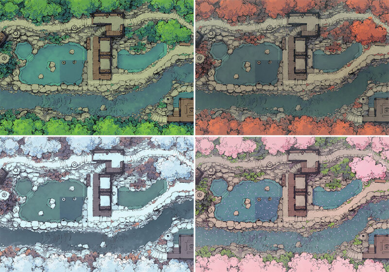 Onsen Hot Springs battle map - Variants preview