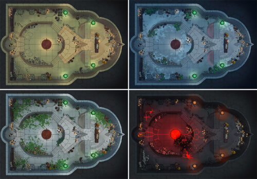 Ancient Desert Ritual Room battle map - Variants preview