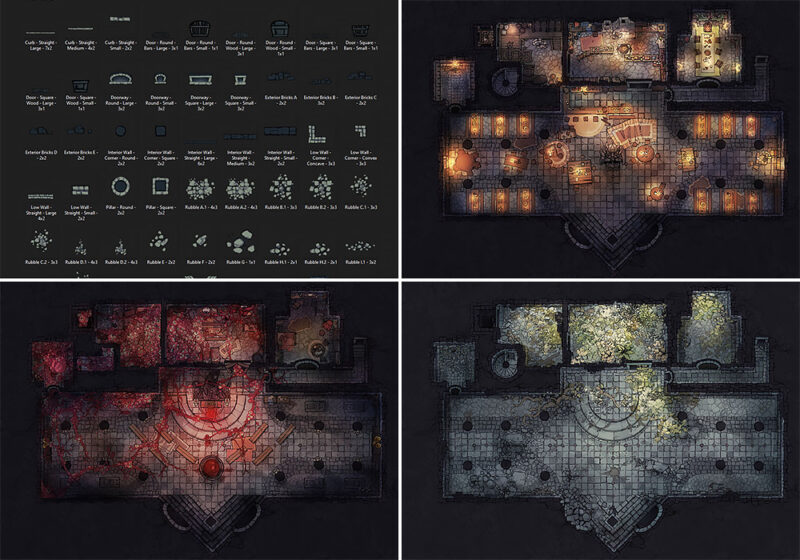 Dungeon Wall and Floor Assets - Variants preview
