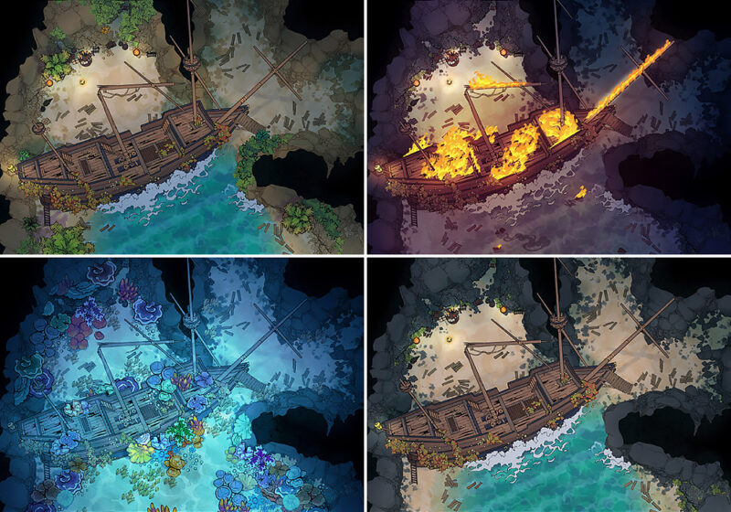 Pirates Grotto battle map - Variants preview