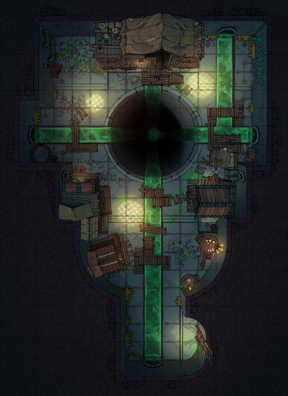 Sewer Hideout battle map - Vertical Preview