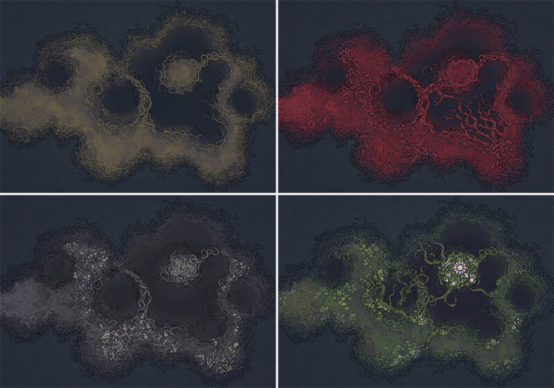 Knotroot Cave Battle Map - Variants Preview