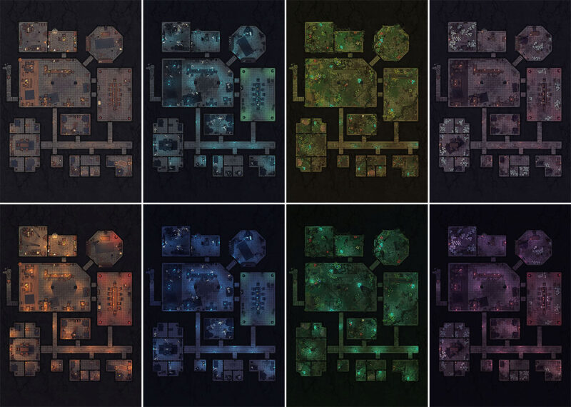 Underground Sanctuary battle map - Variants preview extended