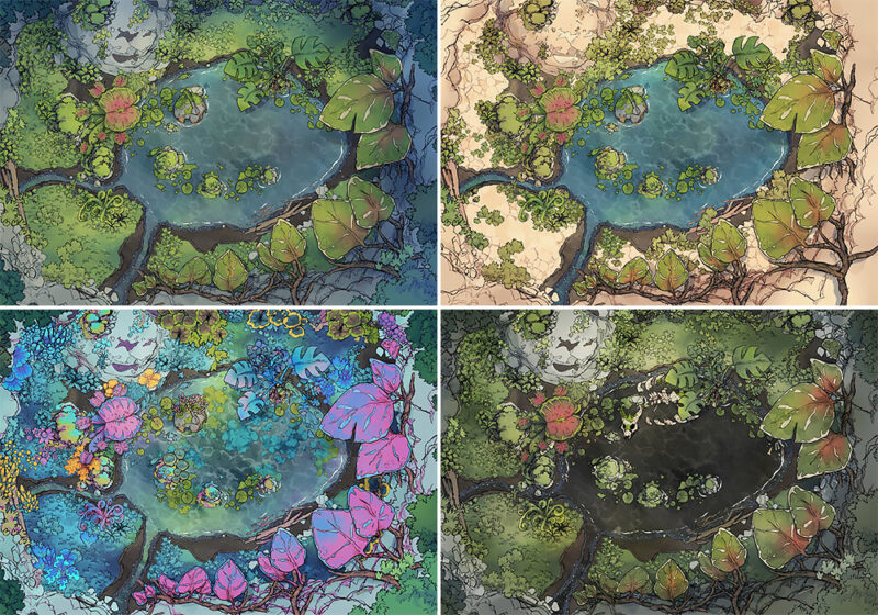 Megaflora Grotto battle map - Variants preview