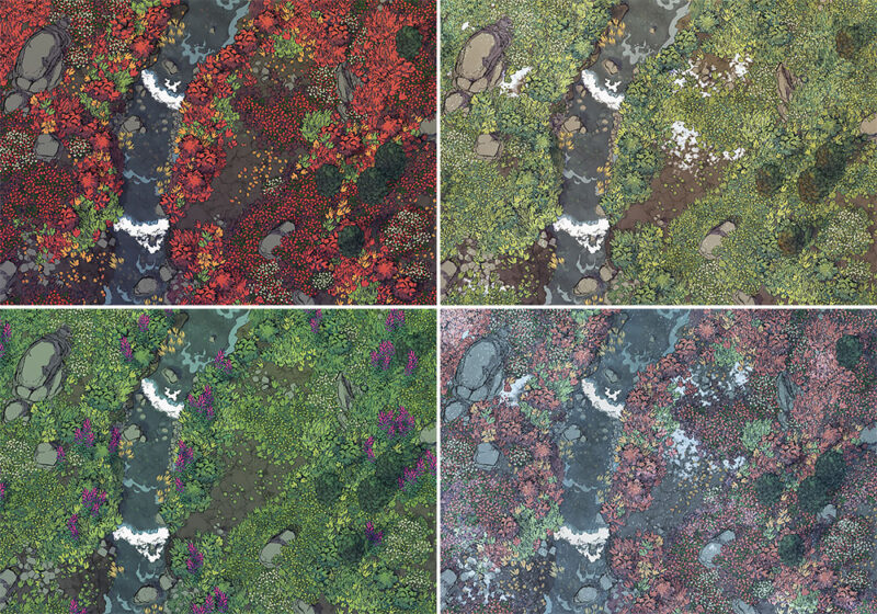 Painted Tundra battle map - Variants preview
