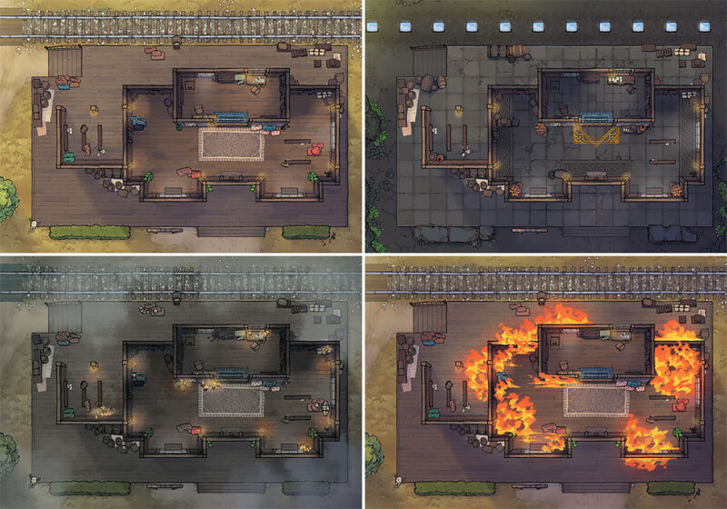 Wild West Train Station battle map - Variants preview