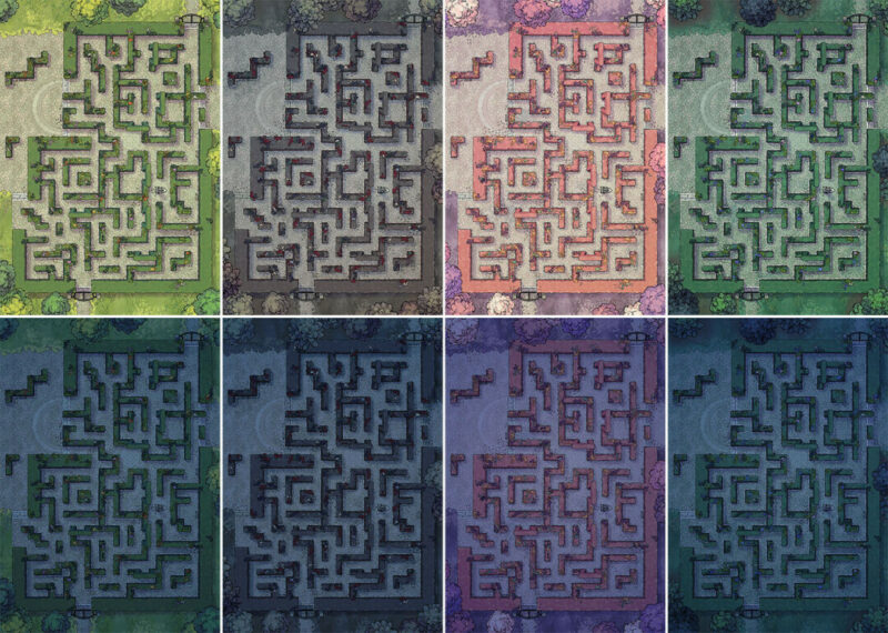 Hedge Maze battle map - Variants preview extended