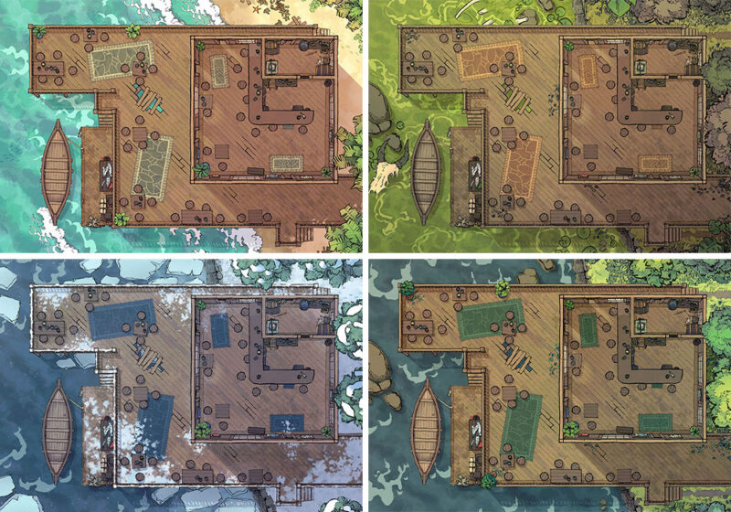 Seaside Bar battle map - Variants preview