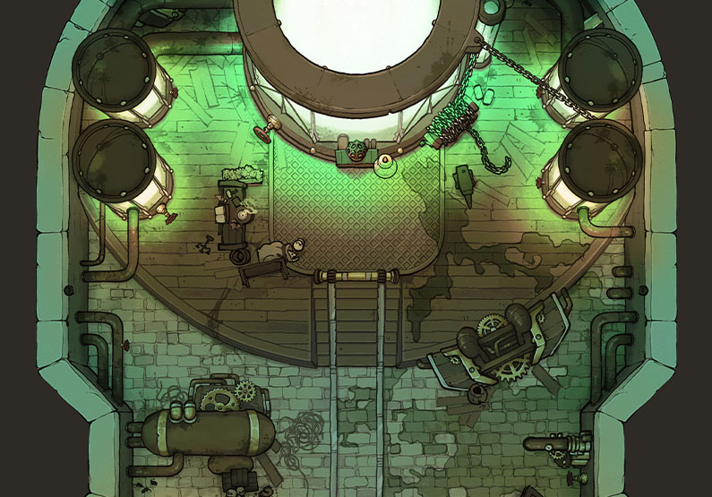 The Steampunk Laboratory Battle Map by 2Minute Tabletop