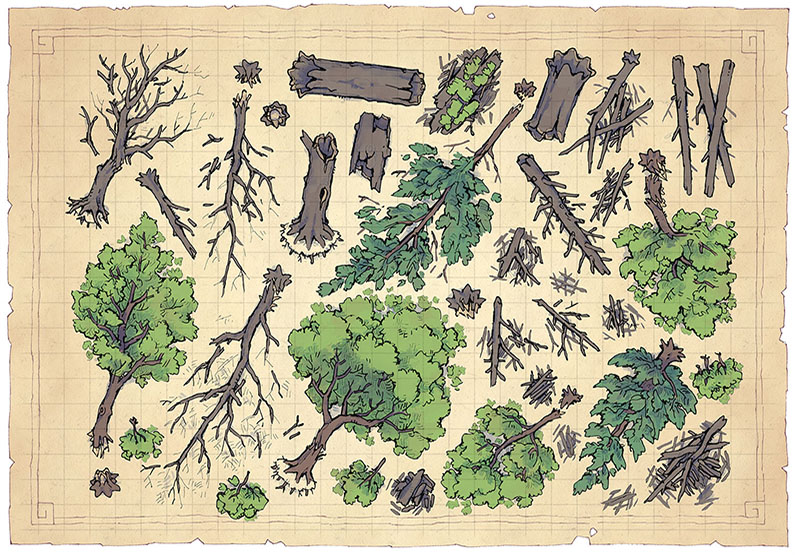 Fallen Tree Map Assets by 2-Minute Tabletop | 57 Assets